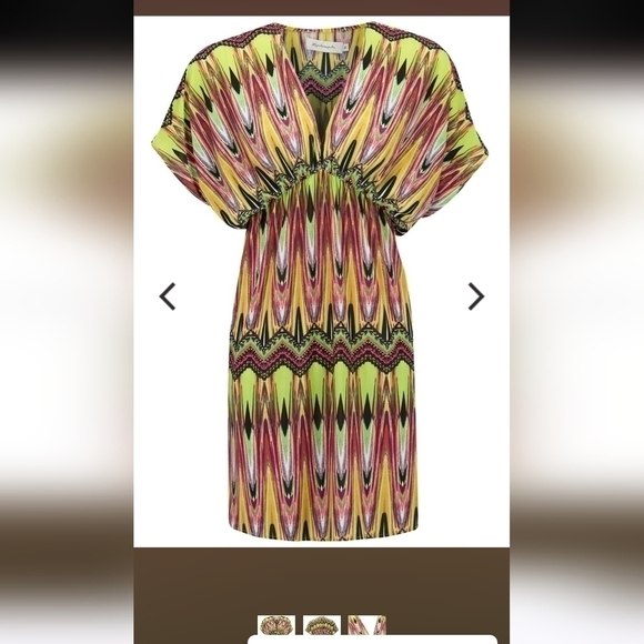 tbags Los Angeles Womens Abella Colorful Art To Wear Batwing Sleeve Dress Large - Picture 8 of 9